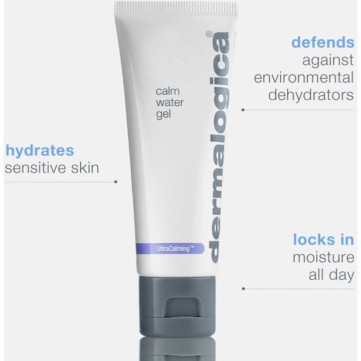 Dermalogica UltraCalming Calm Water Gel kosteuttava kasvogeeli valkoisessa tuubissa rauhoittaa herkkää ihoa.