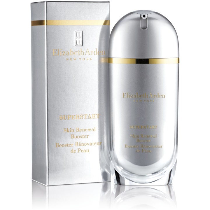 Elizabeth Arden Superstart Skin Renewal Booster 50 ml seerumi hopeisessa pullossa ja pakkauksessa.
