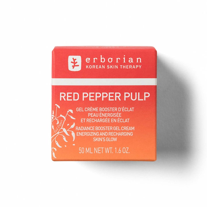 Erborian Red Pepper Pulp 50 ml heleyttävä kasvovoide punaisessa pahvipakkauksessa.