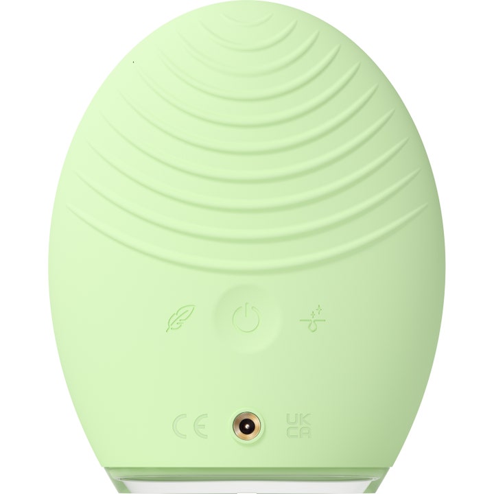 FOREO LUNA 4 Combination Skin Green 1 kpl heleyttävä kasvojenpuhdistuslaite vaaleanvihreä silikonipinta aaltokuvioilla