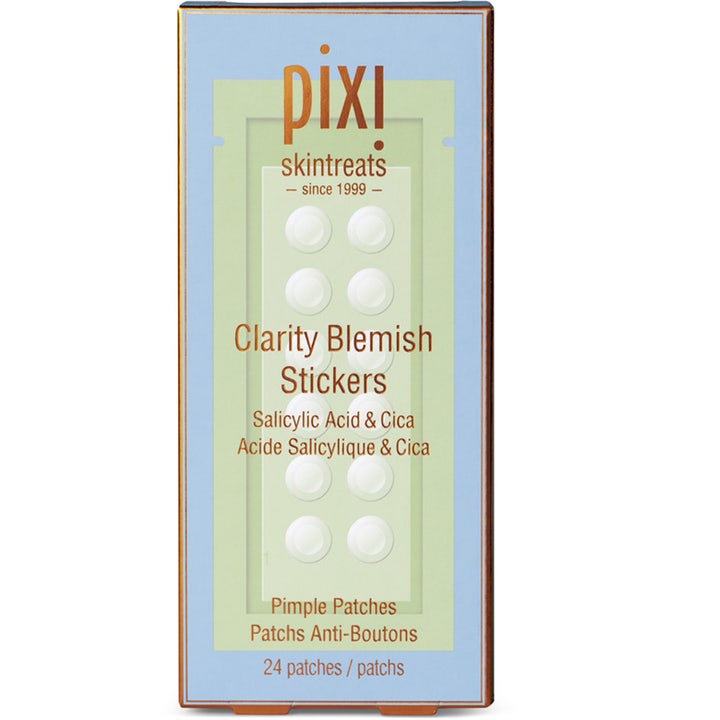 Pixi Clarity Blemish Stickers 24 kpl salisyylihappoa sisältävät näppylälaastarit vaaleansinisessä ja vihreässä pakkauksessa