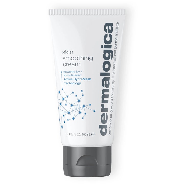 Dermalogica Skin Smoothing Cream 100 ml kosteuttava kasvovoide valkoisessa tuubissa, jossa on harmaa korkki