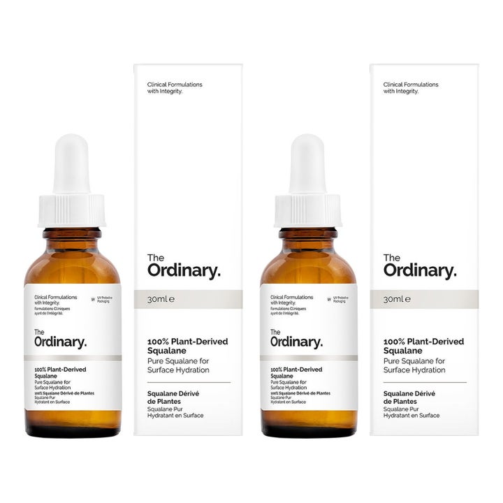 The Ordinary 100% Plant-Derived Squalane 30 ml kosteuttava kasvoöljy ruskeassa pipettipullossa ja valkoisessa rasiassa
