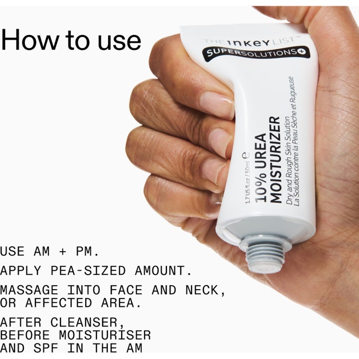 The INKEY List Urea 10% Moisturizer 50 ml kosteuttava kasvovoide valkoisessa tuubissa ja pakkauksessa.