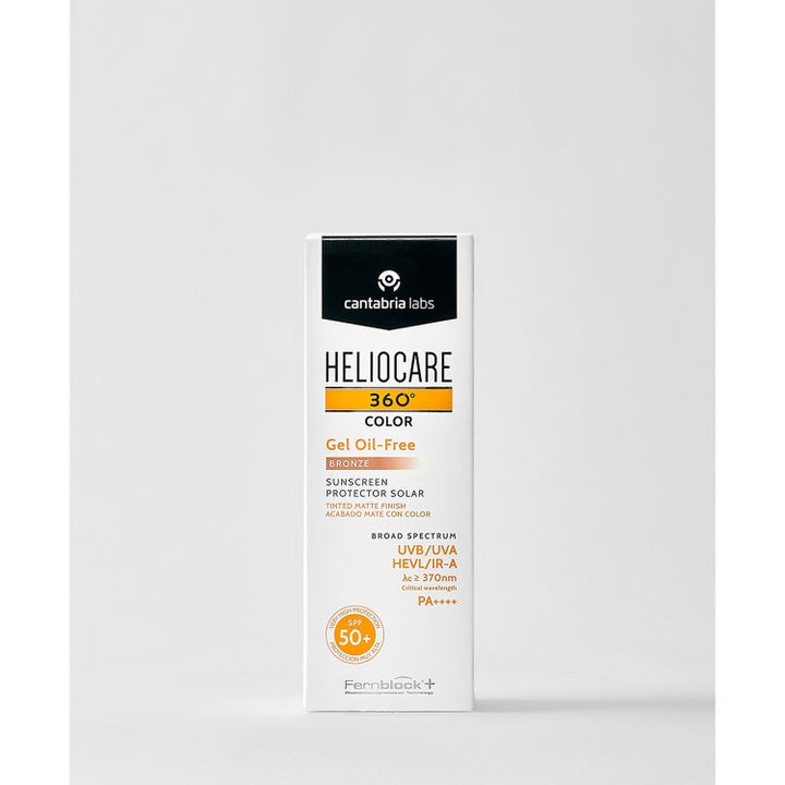 Heliocare 360 Color Gel Oil-Free SPF 50+ Pearl 50 ml aurinkovoide valkoisessa pahvipakkauksessa.