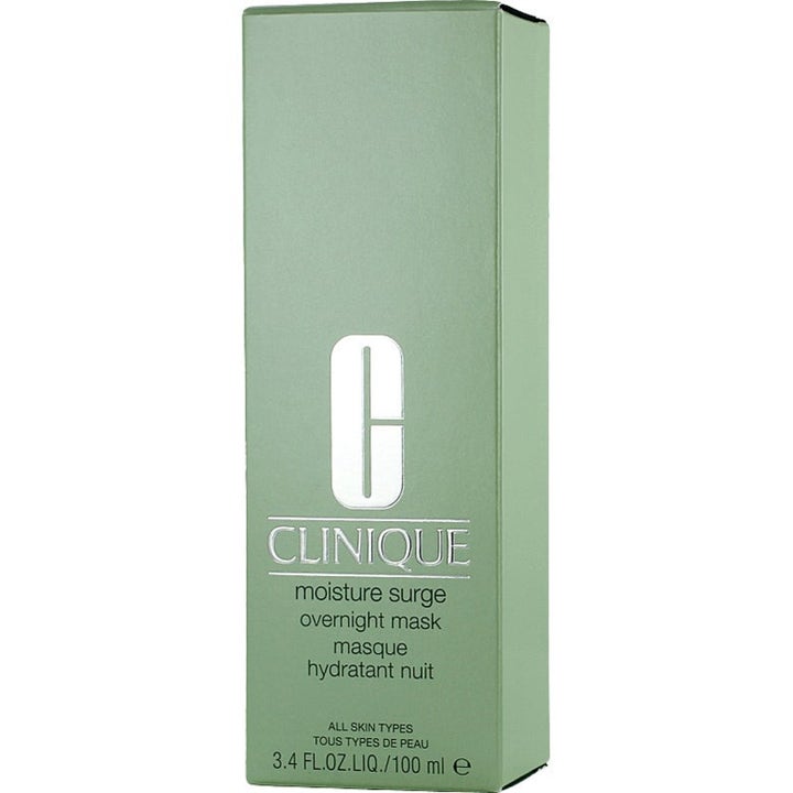 Clinique Moisture Surge Overnight Mask 100 ml kosteuttava yönaamio vaaleanvihreässä pahvipakkauksessa.