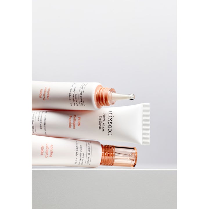Mixsoon PDRN Collagen Eye Serum 20 ml kollageenia sisältävä silmänympärysseerumi pinotuissa valkoisissa tuubeissa.