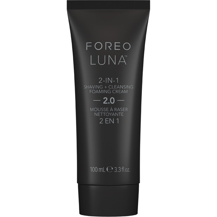 FOREO LUNA Shaving & Cleansing Foaming Cream 2.0 100 ml puhdistusvaahto mattamustassa tuubissa.