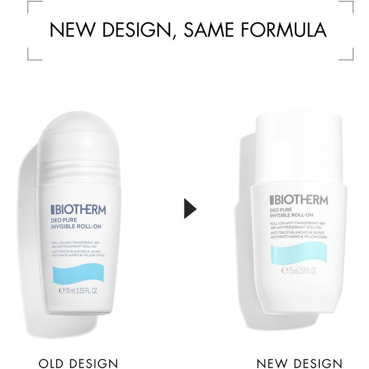 Biotherm Deo Pure Invisible 75 ml 48h roll-on deodorantti vertailu vanhan ja uuden valkoisen pakkauksen välillä