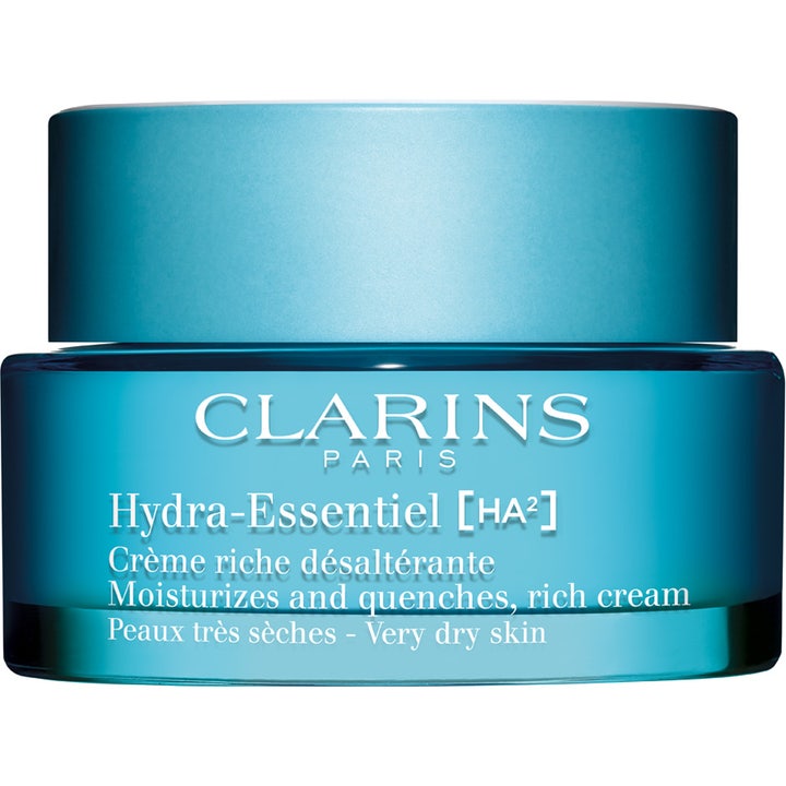 Clarins Hydra-Essentiel HA2 50 ml kosteuttava kasvovoide sinisessä lasipurkissa erittäin kuivalle iholle.
