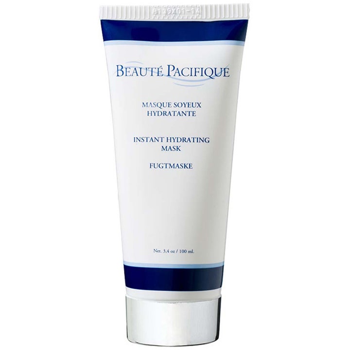 Beauté Pacifique Instant Hydrating Mask 100 ml kosteuttava kasvonaamio valkoinen tuubi sinisin yksityiskohdin ja hopeakorkilla.