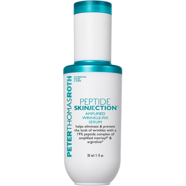Peter Thomas Roth Peptide Skinjection 30 ml ryppyjä silottava seerumi valkoisessa pullossa turkoosilla korkilla.