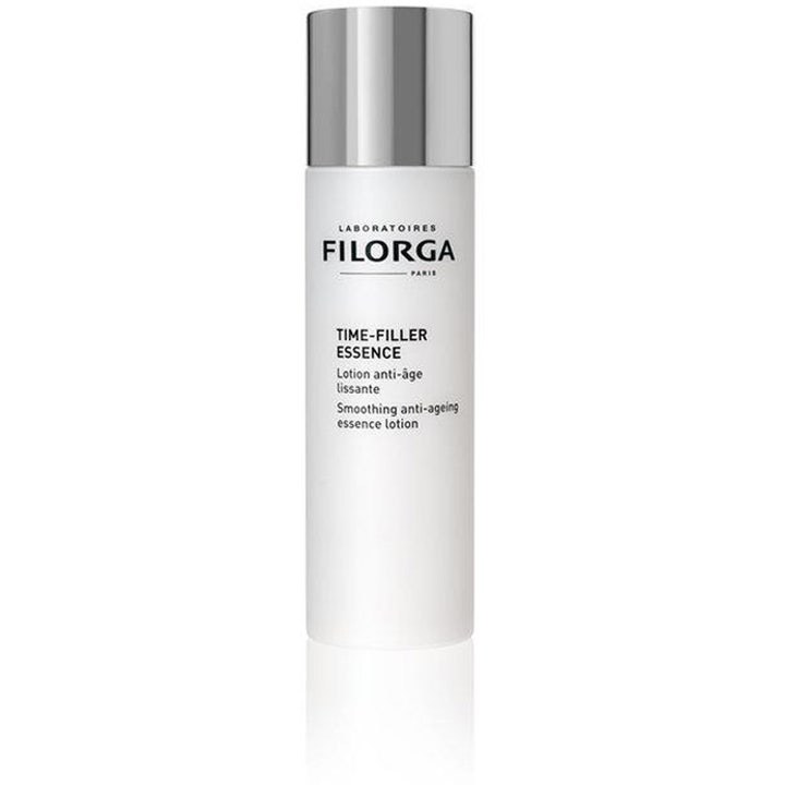 Filorga Time-Filler Essence 150 ml silottava anti-age-hoitoneste valkoisessa pullossa hopeisella korkilla