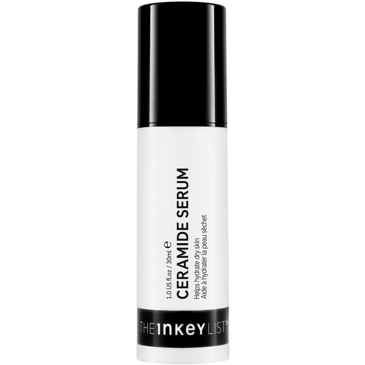 The Inkey List Ceramide Serum 30 ml kosteuttava seerumi valkoisessa pumppupullossa mustalla korkilla.