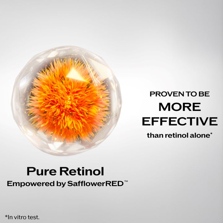 Shiseido Vital Perfection Wrinklespot Treatment A+ 20 ml täsmähoito ryppyihin Pure Retinol ja oranssi SafflowerRED-kukka.