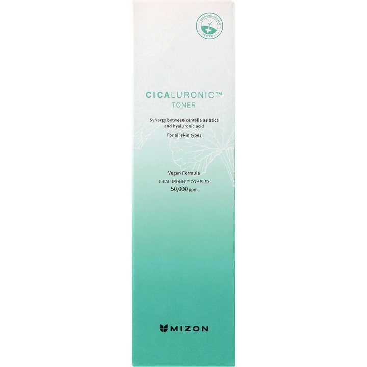 Mizon Cicaluronic Toner 150 ml rauhoittava ansioivesi vihreässä ja valkoisessa pahvipakkauksessa
