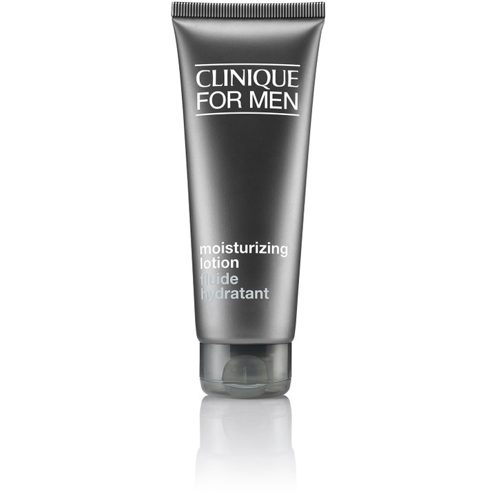 Clinique For Men Moisturizing Lotion 100 ml kosteuttava kasvovoide tummanharmaassa muovituubissa harmaalla korkilla.