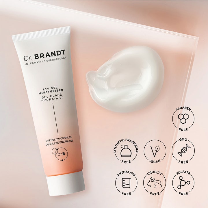 Dr Brandt iD-STRESS Fatigue Fighting Eye Gel 15 g virkistävä silmänympärysgeeli tuubissa ja vaaleaa geelikoostumusta.