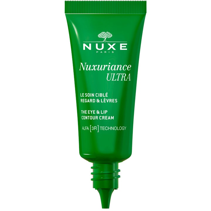 Nuxe Nuxuriance ULTRA 15 ml silmän- ja huultenympärysvoide vihreässä tuubissa kapealla kärjellä