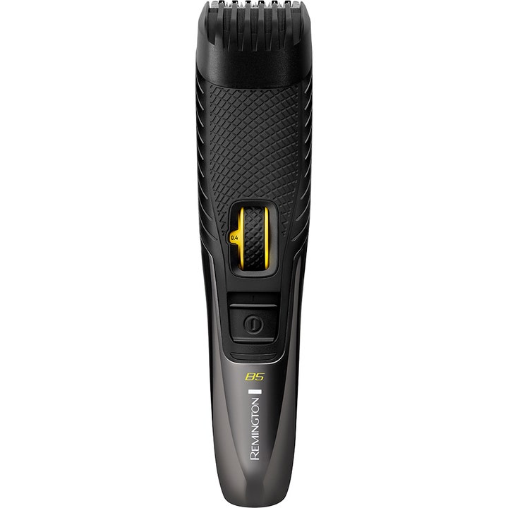 Remington Style Series B5 partatrimmeri tarkkaan muotoiluun on musta harmaa laite keltaisella säätöpyörällä.