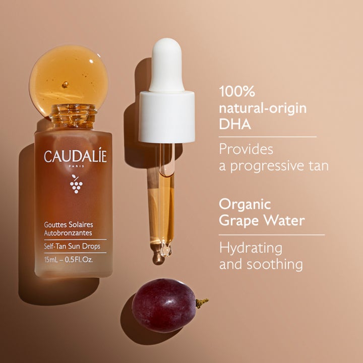 Caudalie Self-Tan Sun Drops 15 ml itseruskettavat tipat, pipetti, kultainen neste ja viinirypäle