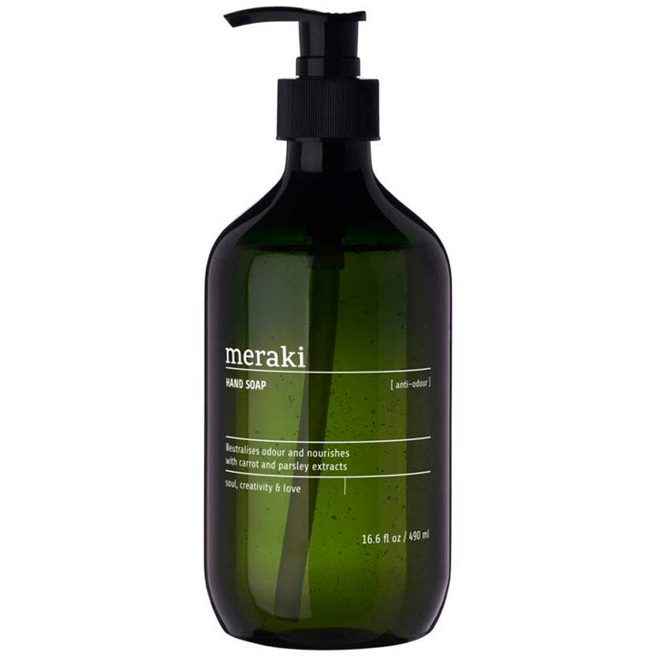 Meraki Hand Soap Anti-odour 490 ml hajua neutralisoiva käsisaippua tummanvihreässä pumppupullossa