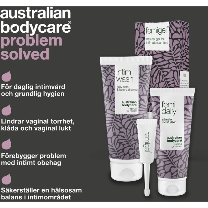 Australian Bodycare Intimate Treatment Kit 325 ml lievittää intiimialueen epämukavuutta kolmella tuotteella.