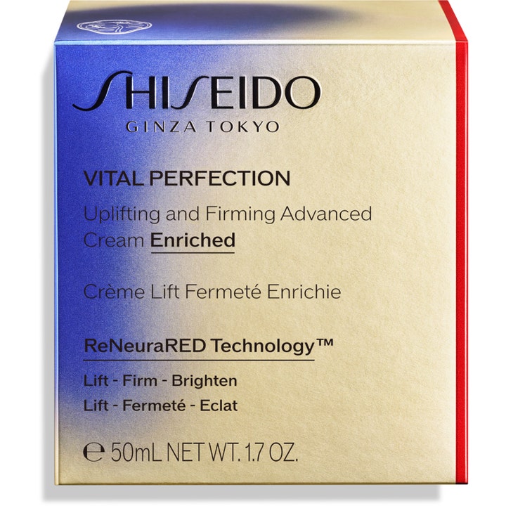 Shiseido Vital Perfection Advanced Cream Enriched 50 ml kiinteyttävä päivävoide sinikultaisessa ulkopakkauksessa
