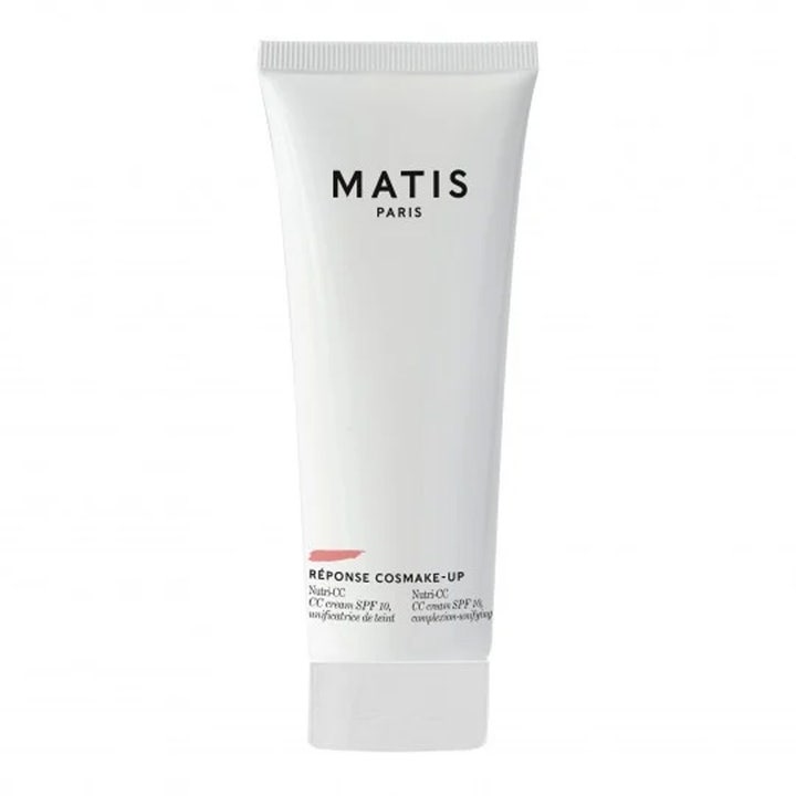 Matis Réponse Cosmake-Up Nutri-CC 50 ml CC-voide SPF 10 tasoittaa ihon sävyä valkoisessa tuubissa.