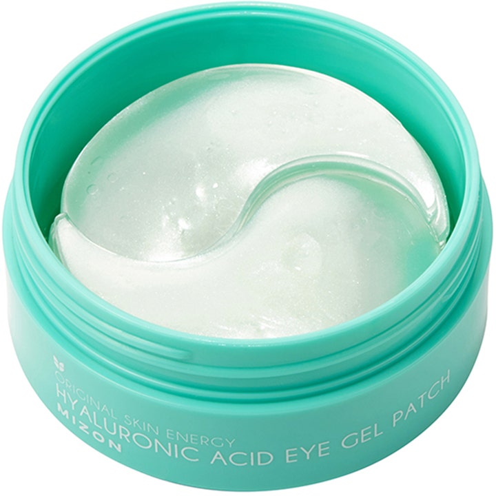 Mizon Hyaluronic Acid Eye Gel Patch 60 kpl kosteuttavat silmänympärysnaamiot turkoosissa purkissa, kimaltelevat geelilaput