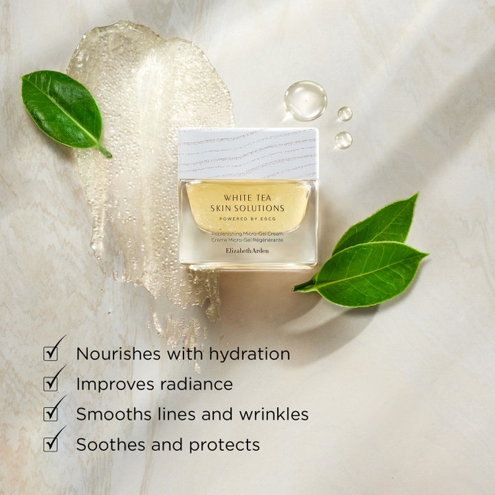 Elizabeth Arden White Tea Skin Replenishing Micro-gel Cream 50 ml heleyttävä kasvovoide ja raikas geelikoostumus.