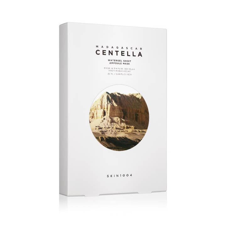 SKIN1004 Madagascar Centella Watergel Sheet Ampoule Mask 5 kpl rauhoittava sheet mask valkoinen pakkaus vuoristokuvalla