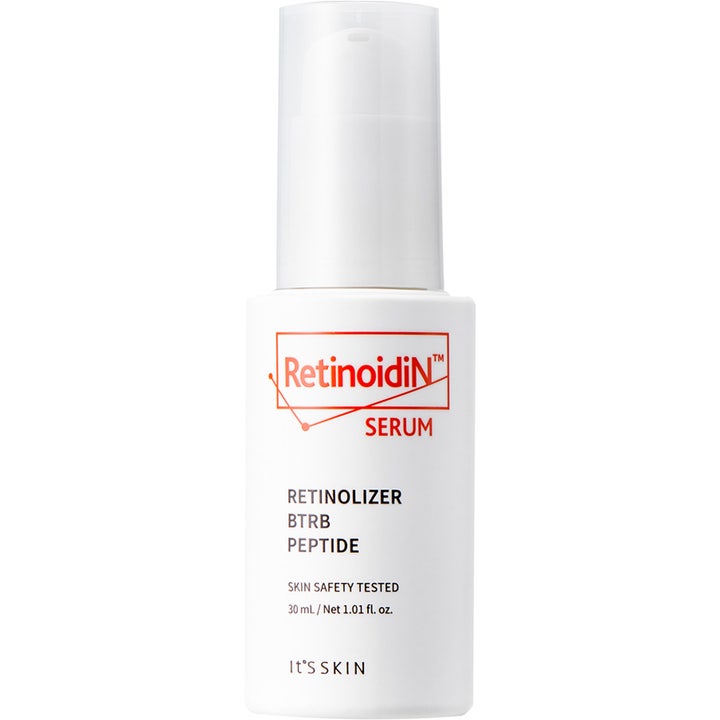 It'S SKIN RetinoidiN Serum 30 ml uudistava seerumi tyylikkäässä valkoisessa pumppupullossa punaisella tekstillä