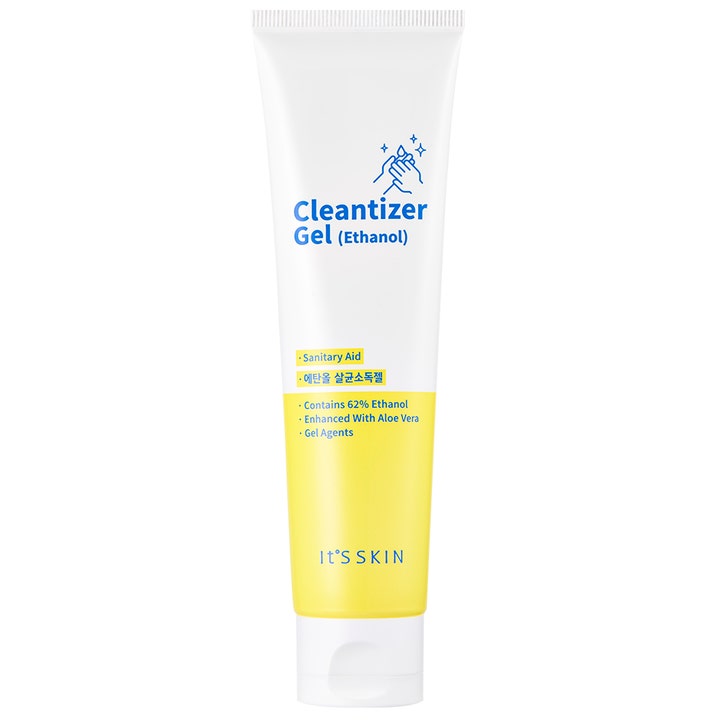 It'S SKIN Cleantizer Gel puhdistava käsigeeli sisältää aloe veraa valkoisessa ja keltaisessa muovituubissa.