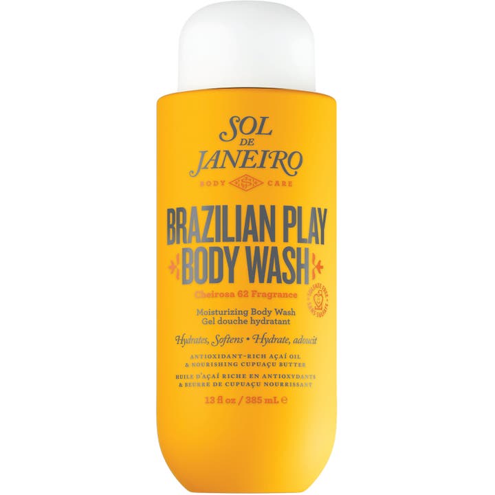 Sol de Janeiro Brazilian Play Body Wash 385 ml kosteuttava suihkugeeli keltaisessa pullossa valkoisella korkilla