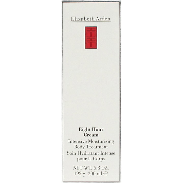 Elizabeth Arden Eight Hour Cream 200 ml kosteuttava vartalovoide valkoisessa pakkauksessa punaisella logolla.