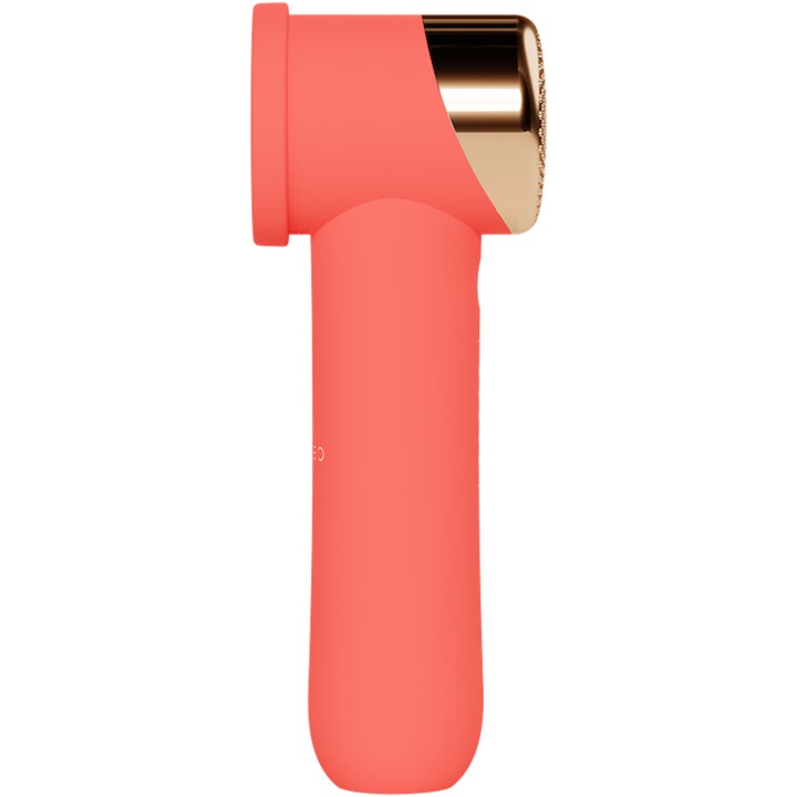 FOREO PEACH 2 go 1 kpl IPL-laite karvanpoistoon persikanvärisellä silikonirungolla ja kultaisella kärjellä.