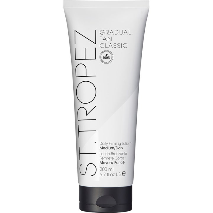 St. Tropez Gradual Tan Classic Medium/Dark 200 ml kiinteyttävä itseruskettava voide valkoisessa tuubissa mustalla korkilla
