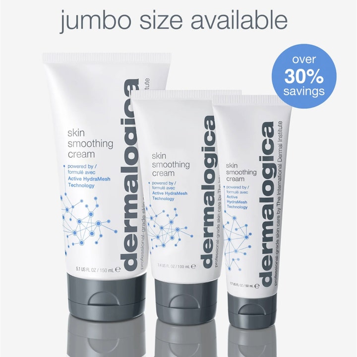 Dermalogica Skin Smoothing Cream 15 ml kosteuttava kasvovoide kolme valkoista tuubia sinisellä kuviolla