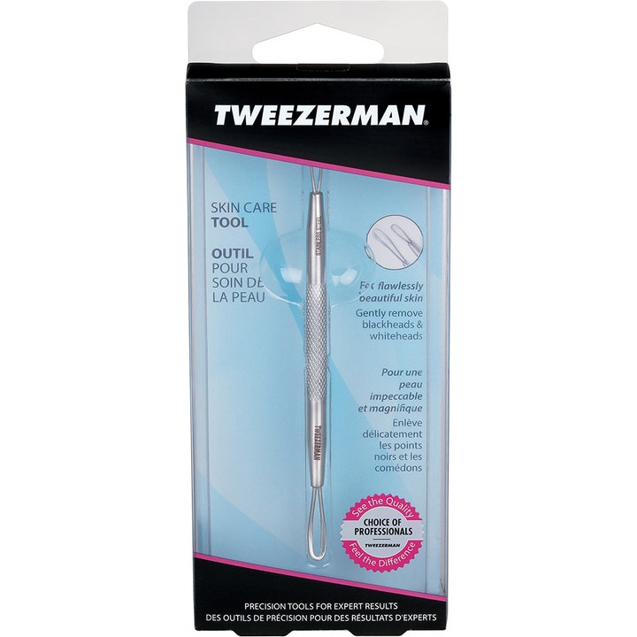 Tweezerman No Slip Skin Care Tool 1 kpl ihonhoitoväline mustapäiden poistoon läpinäkyvässä pakkauksessa.