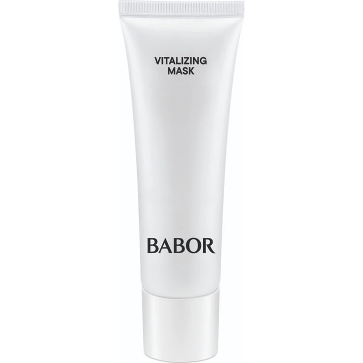 Babor Skinovage Vitalizing Mask elvyttävä kasvonaamio antaa iholle hehkua valkoisessa tuubissa kultaisella tekstillä.
