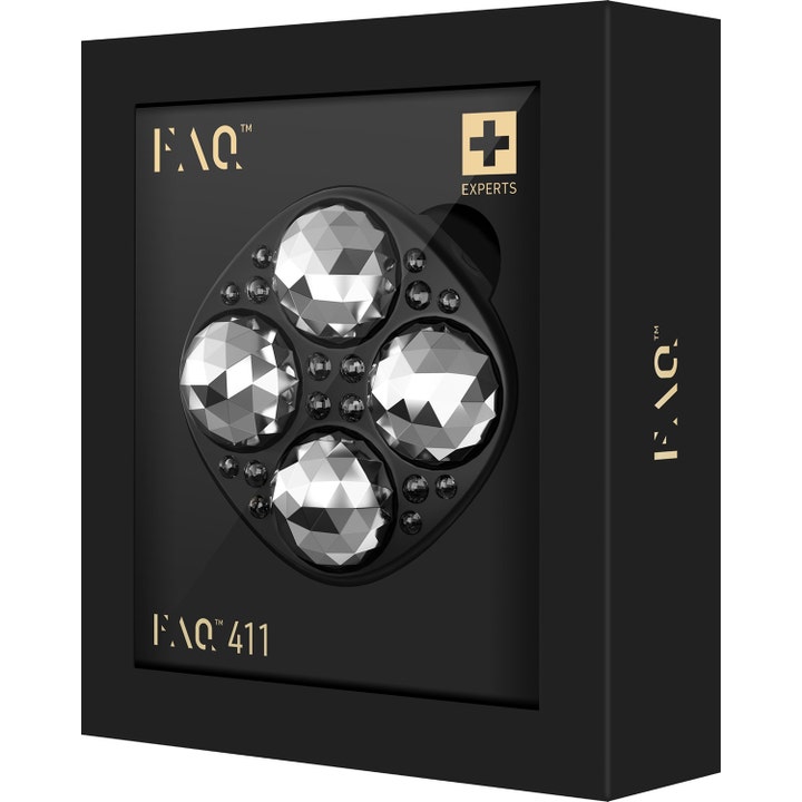 FAQ Swiss FAQ 411 Microcurrent Red LED Body Toning Device vartalonhoitolaite mustassa pakkauksessa