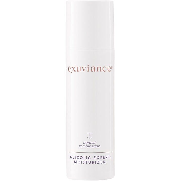 Exuviance Glycolic Expert Moisturizer 50 ml kirkastava kasvovoide valkoisessa pumppupullossa sekaiholle