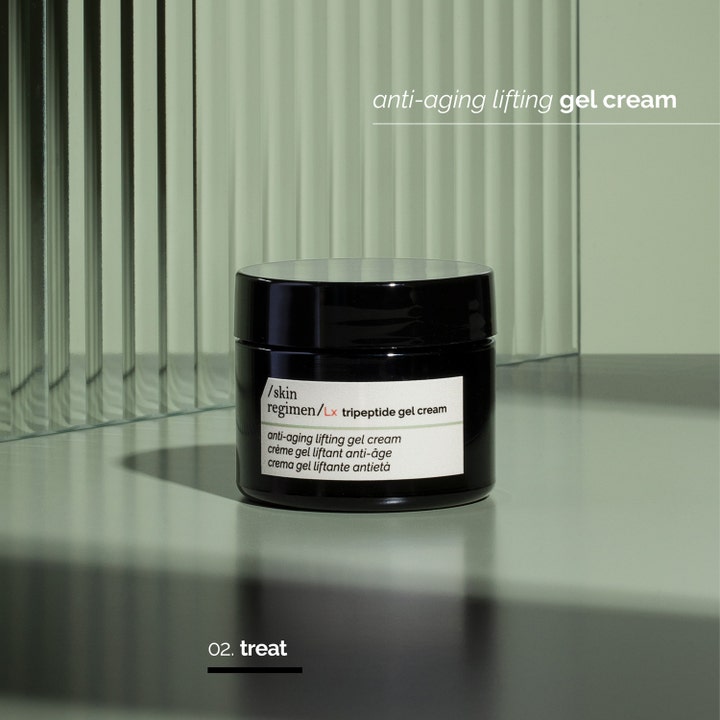 Skin Regimen Tripeptide Gel Cream 50 ml kiinteyttävä anti-aging lifting kasvovoide mustassa lasipurkissa.