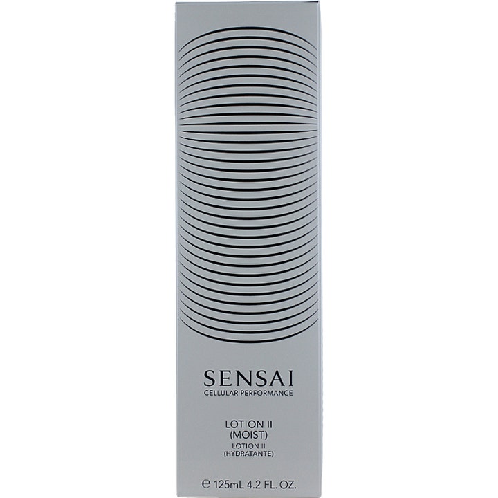 Sensai Cellular Performance Lotion II Moist 125 ml kosteuttava kasvovesi harmaassa pakkauksessa mustalla kuviolla