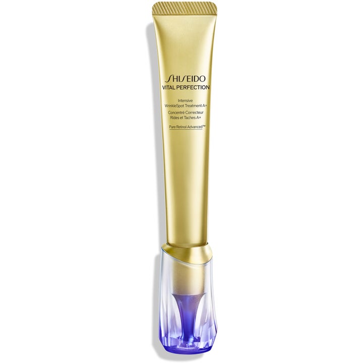 Shiseido Vital Perfection Intensive WrinkleSpot Treatment A+ 20 ml retinolivoide kultaisessa tuubissa liilalla korkilla
