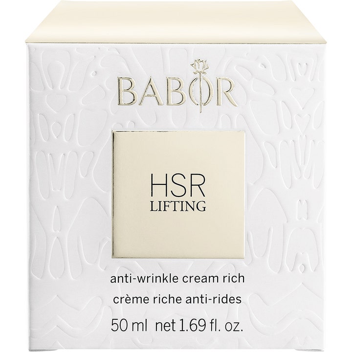 Babor HSR Lifting Cream Rich 50 ml kohottava kasvovoide valkoisessa kohokuvioidussa pakkauksessa kultaisin tekstein