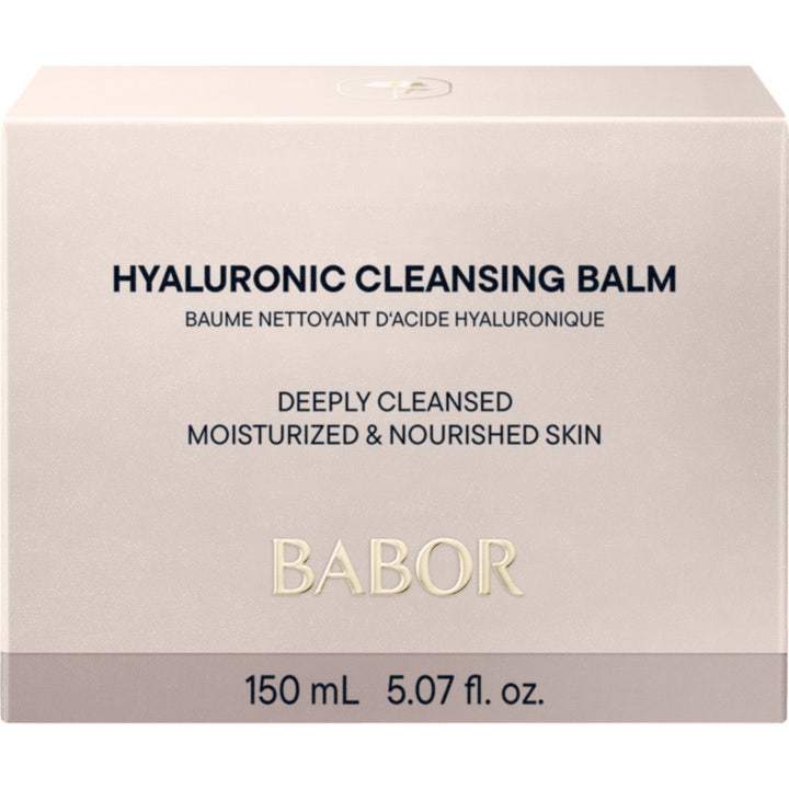 Babor Hyaluronic Cleansing Balm kosteuttava puhdistusbalmi pelkistetyssä valkoisessa purkissa mustalla tekstillä.