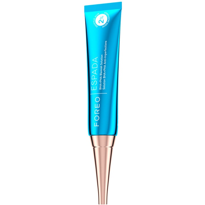 FOREO Blemish Solution 15 ml täsmähoito epäpuhtauksille kirkkaansinisessä tuubissa ruusukultaisella kärjellä