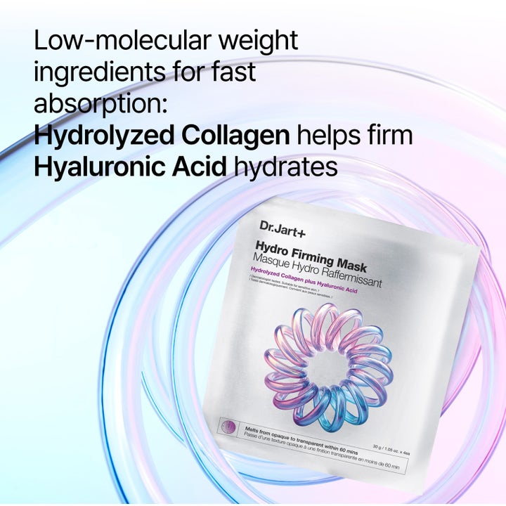 Dr.Jart+ Hydro Firming Mask 30 g kangasmaski kollageenilla ja hyaluronihapolla kosteuttaa ja kiinteyttää ihoa.